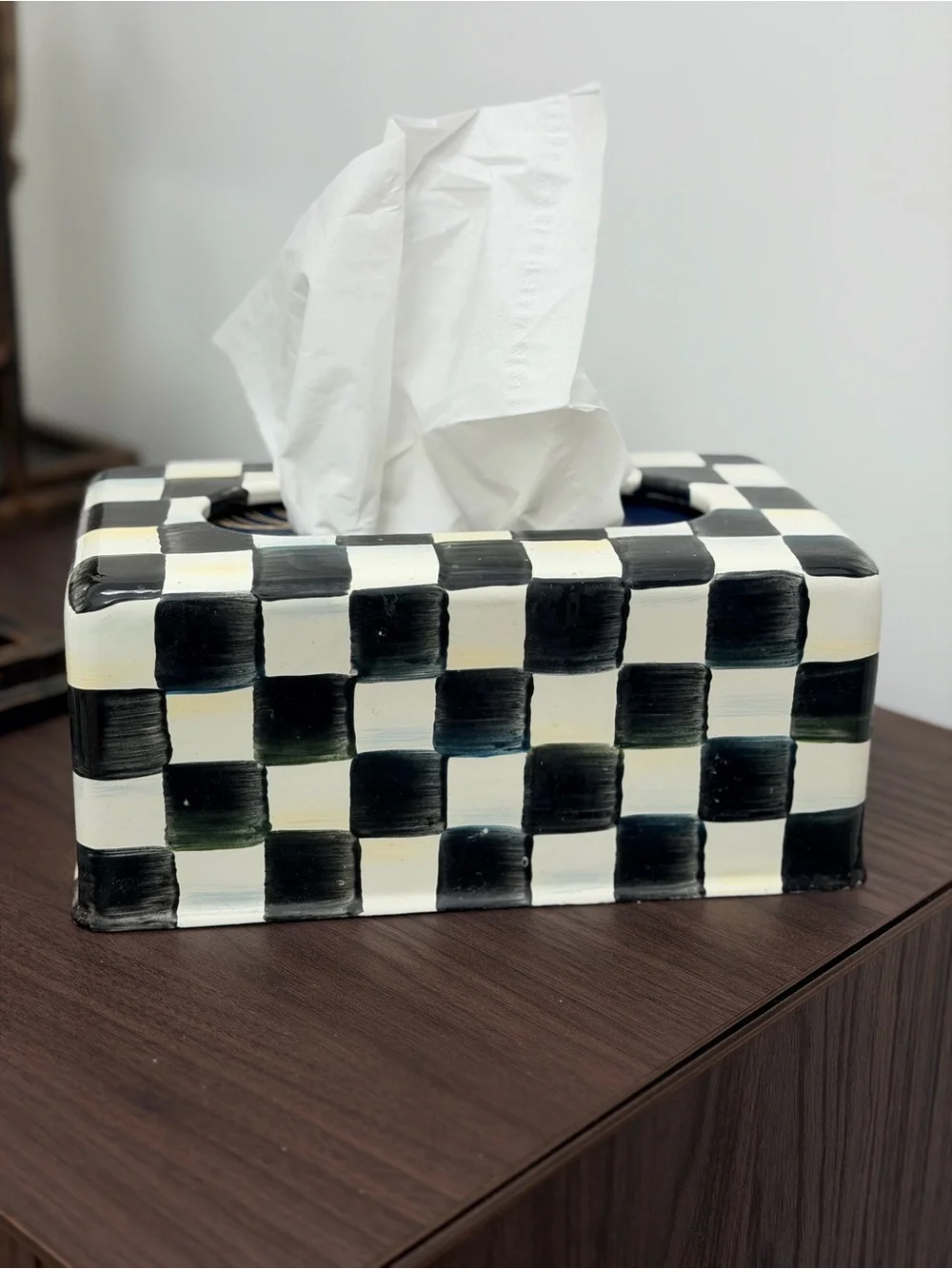 MacKenzie-Childs Cream Ceramic Tissue Box Cover